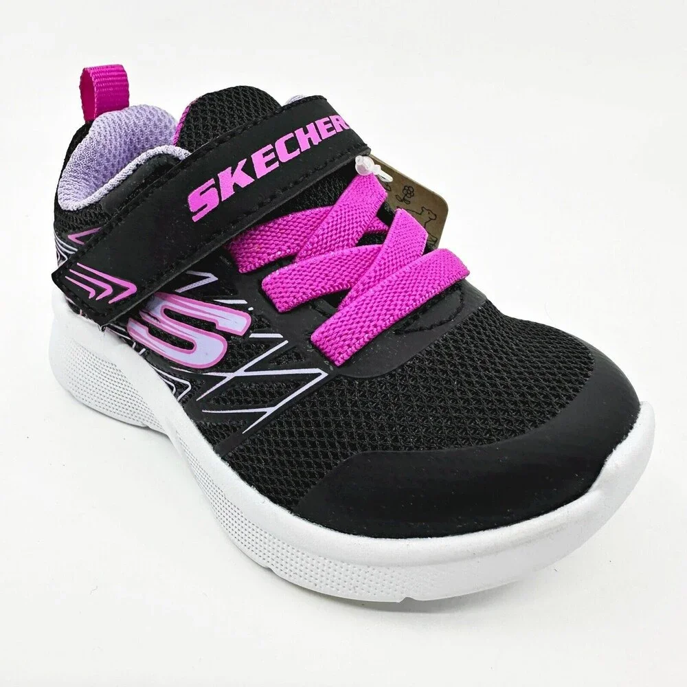Skechers Microspec Bold Delight Black Toddlers Girls Size 5